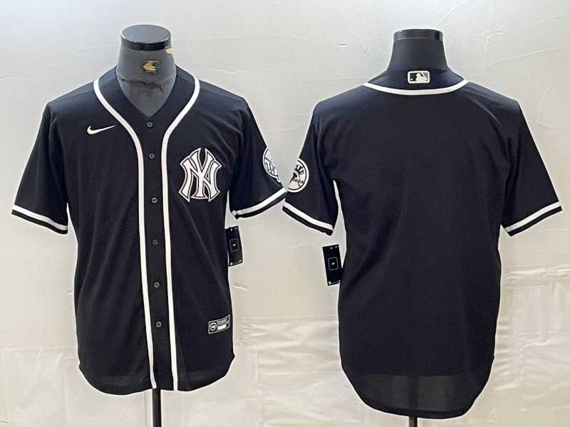 Mens New York Yankees Blank Black White Cool Base Stitched Jersey